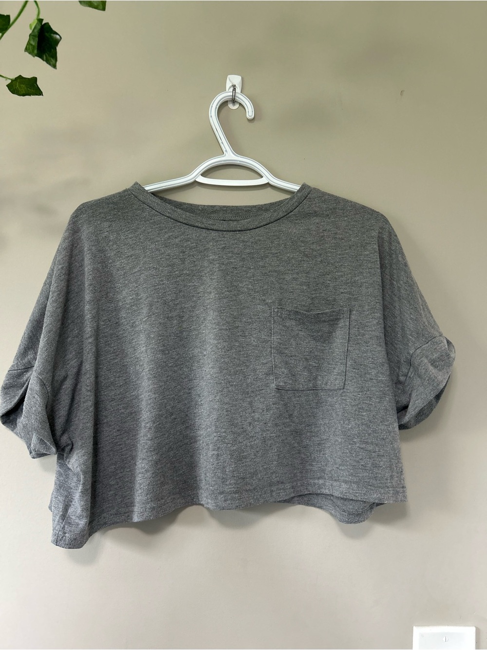 SHEIN Gray Cropped Pocket Tee